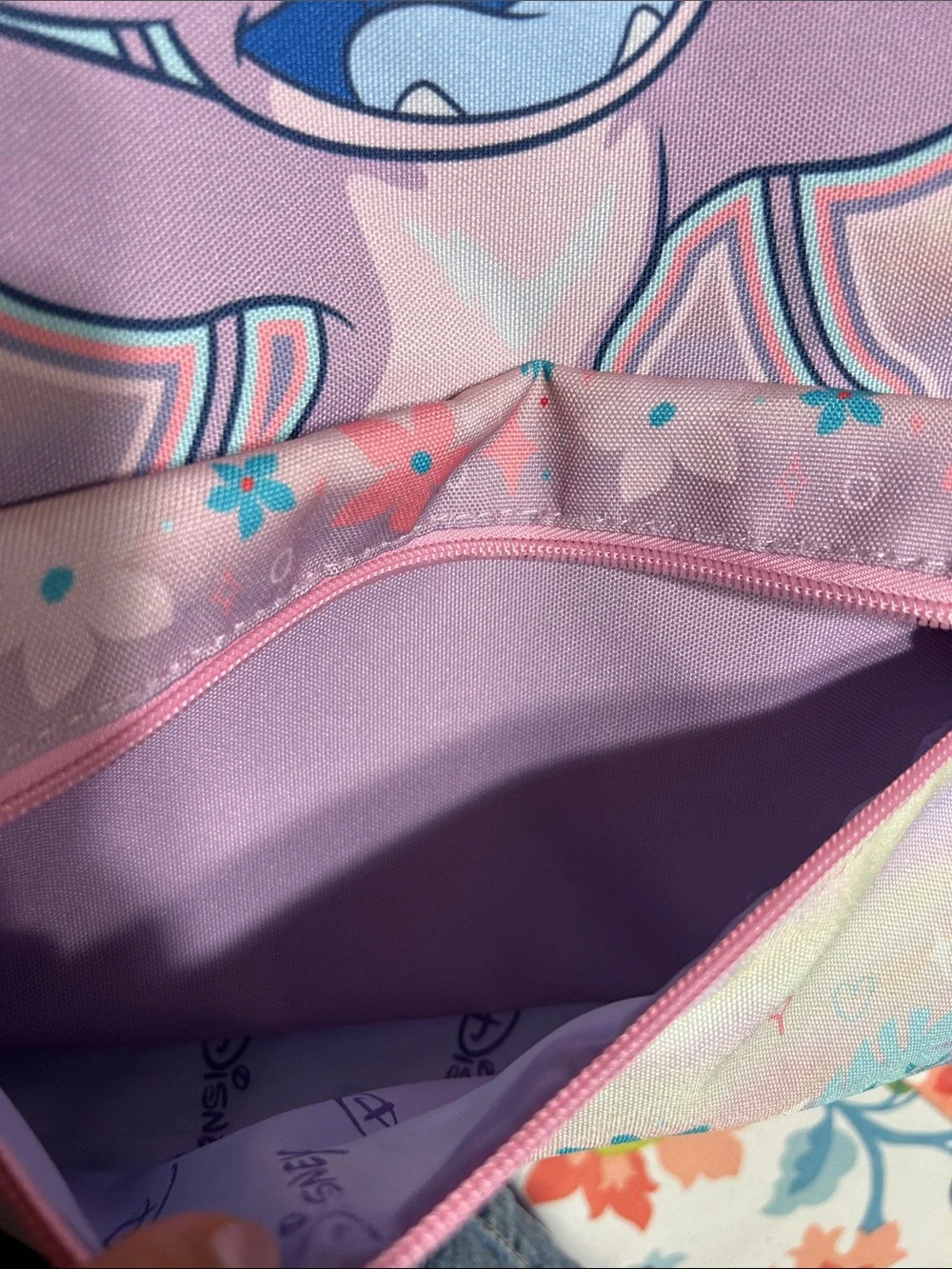 Disney Pink and Blue Stitch Floral Mini Backpack